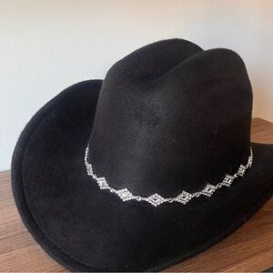 Elegant Black Cowboy Hat with Silver Accents